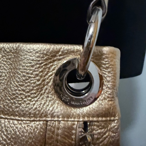 B Makowsky Metallic Gold Leather Crossbody Bag with free bag Scarf! NWOT - Picture 4 of 9